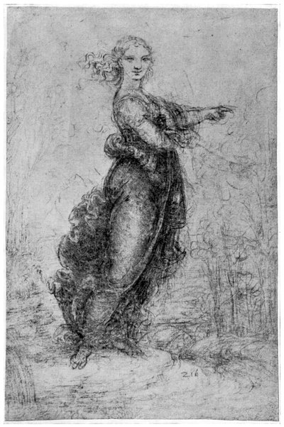 Figura femenina flotante, finales del siglo XV o principios del siglo XVI, 1954 de Leonardo da Vinci