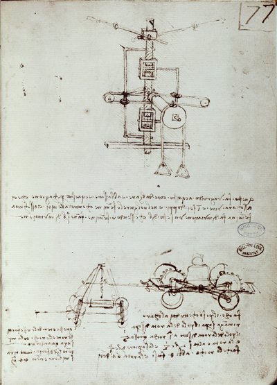 Dibujo de máquina voladora. Manuscrito de Leonardo da Vinci de Leonardo da Vinci