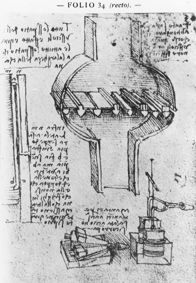 Fol. 34r del Manuscrito E, 1513-14 de Leonardo da Vinci