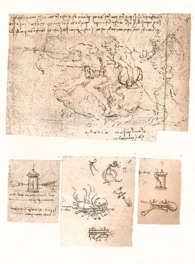 Cuatro dibujos de representaciones alegóricas de Leonardo da Vinci