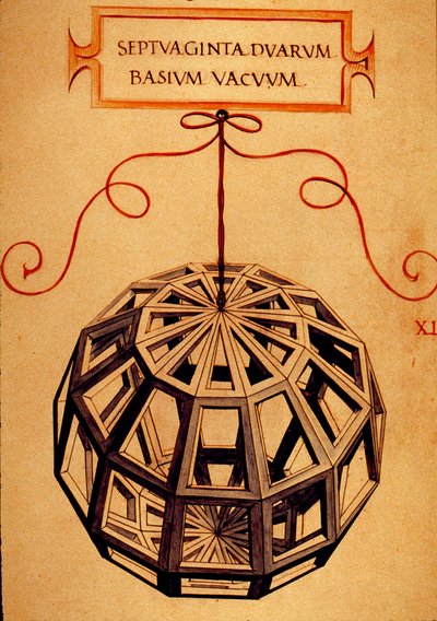 Geometría: "Un Poliedro". Página tomada del manuscrito "De divina proportione" (Sobre las proporciones divinas) del matemático Fra Luca Pacioli, ilustrado por Leonardo da Vinci. 1509. de Leonardo da Vinci