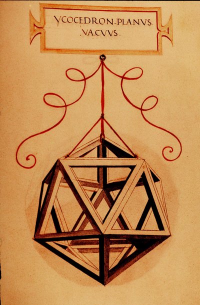 Geometría: Un icosaedro. Página tomada del manuscrito 