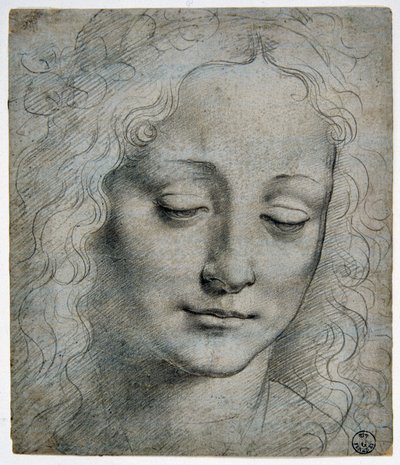 Giovanni Antonio Boltraffio: cabeza de un niño con corona de hojas al estilo de Verrocchio de Leonardo da Vinci