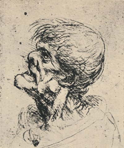 Perfil grotesco a la izquierda, c1480 1945 de Leonardo da Vinci