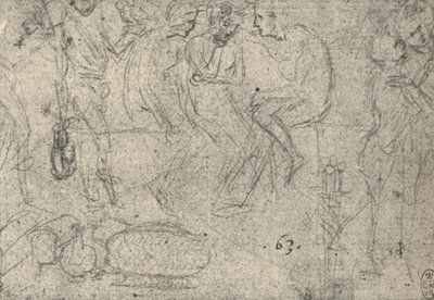 Grupo de Figuras en Conversación, c1480 1945 de Leonardo da Vinci