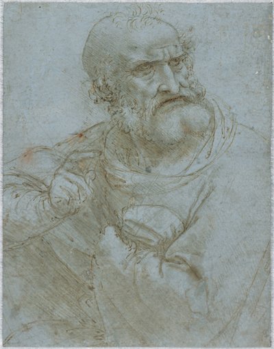 Figura de medio cuerpo de un apóstol, 1493-1495 de Leonardo da Vinci