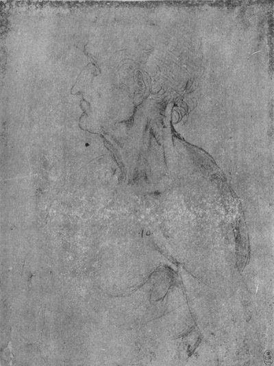 Cabeza y busto de un anciano a la izquierda, c1480 1945 de Leonardo da Vinci