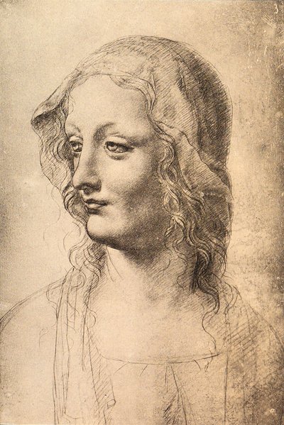 Cabeza de una joven, dibujo de Leonardo da Vinci, Gabinetto dei Disegni e Stampe, Uffizi, Florencia de Leonardo da Vinci