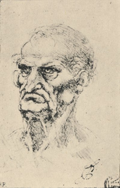 Cabeza de un Hombre Viejo Tres Cuartos a la Izquierda, c1480 1945 de Leonardo da Vinci
