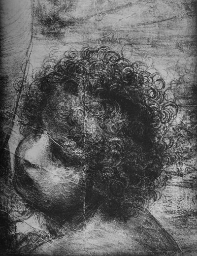 Cabeza del Infante San Juan - Virgen y Niño con Santa Ana e Infante San Juan, c. 1480 de Leonardo da Vinci