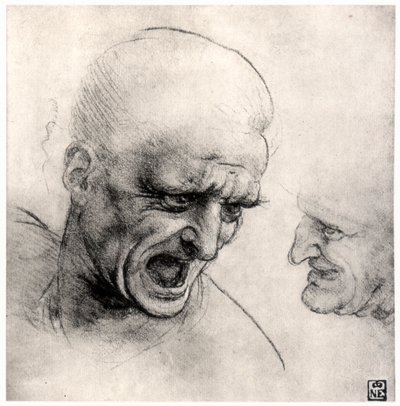 Cabezas de guerreros, 1503-1505 de Leonardo da Vinci