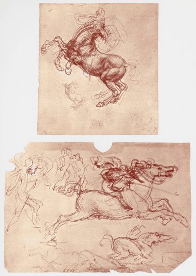 Caballo encabritado, y jinetes y soldados de infantería, c1504 de Leonardo da Vinci