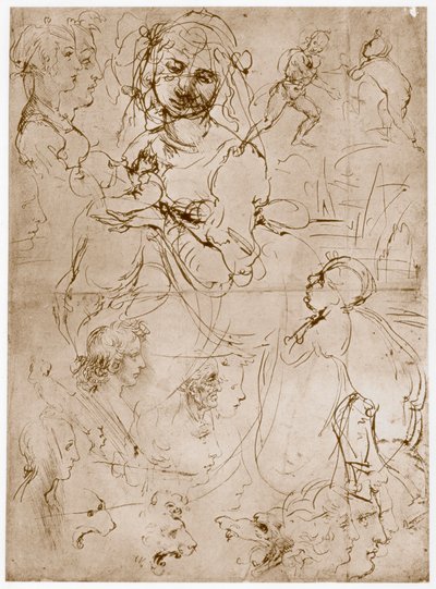 Madonna arrodillada con el Niño y San Juan de Leonardo da Vinci