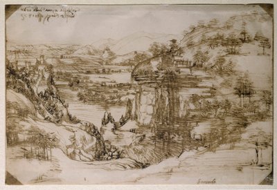 Paisaje de Santa Maria della Neve: el paisaje del Valle del Arno de Leonardo da Vinci
