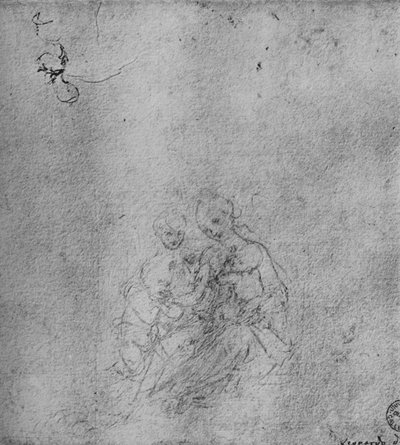 Madonna y el Niño con el infante San Juan y un ángel, c1475 1945 de Leonardo da Vinci