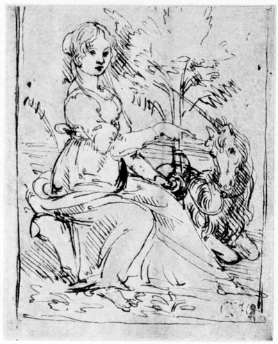 Doncella con un Unicornio, c1480 1954 de Leonardo da Vinci