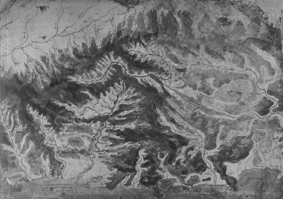 Mapa del norte de Italia, mostrando la cuenca del Arno, c1480 1945 de Leonardo da Vinci
