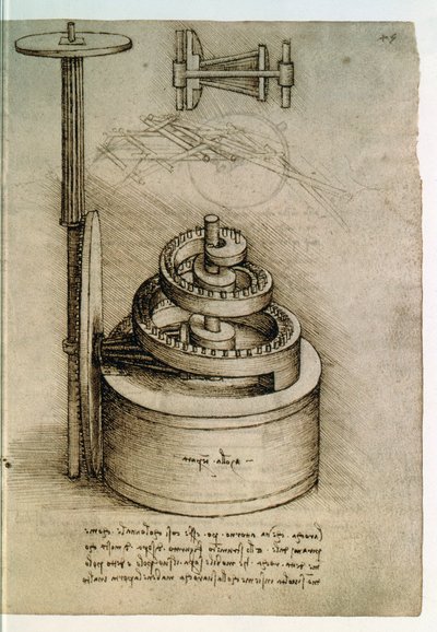 Ms. 8937, Códice Madrid I f.45r, resorte templado de Leonardo da Vinci