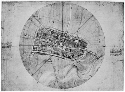 Plano de Imola, Italia, c. 1502, 1954 de Leonardo da Vinci