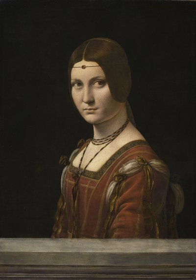 Retrato de una mujer desconocida, llamada La Belle Ferronnière de Leonardo da Vinci