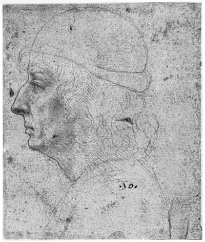 Estudio de retrato de un hombre, siglo XV 1954 de Leonardo da Vinci