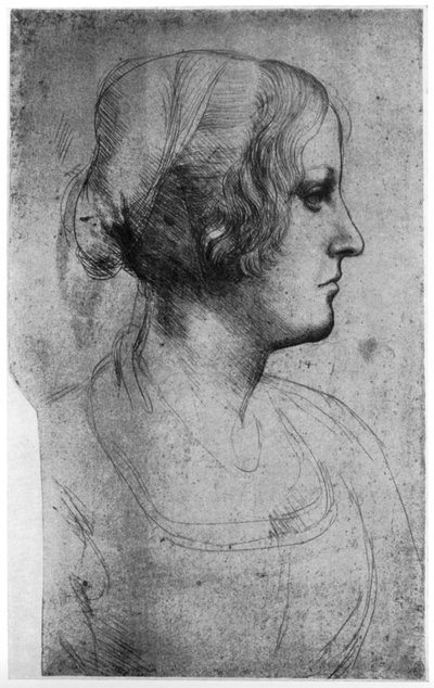 Estudio de retrato de la cabeza de una joven, siglo XV, 1954 de Leonardo da Vinci