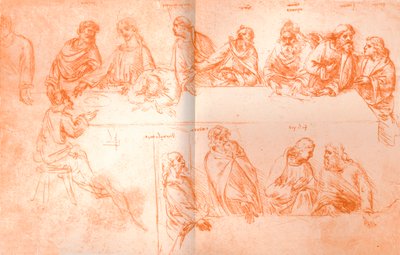 Boceto preparatorio para la pintura de `La Última Cena`, c1494-c1499 1883 de Leonardo da Vinci