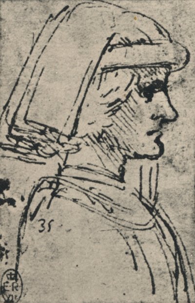 Perfil de un joven con chaperón, c1480 1945 de Leonardo da Vinci