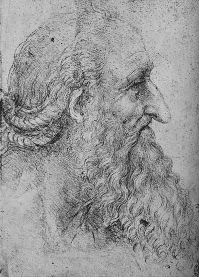 Perfil de un hombre viejo y barbudo a la derecha, c1480 1945 de Leonardo da Vinci