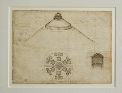 Proyecto para una tumba de planta central;elevación ... de Leonardo da Vinci
