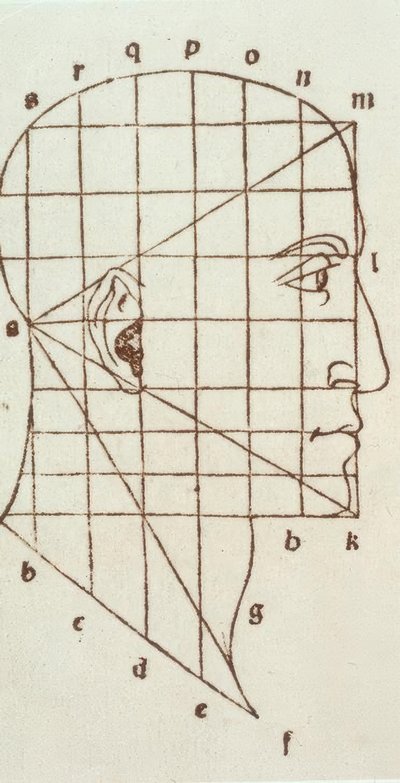 Estudio de proporciones de la cabeza humana de Leonardo da Vinci