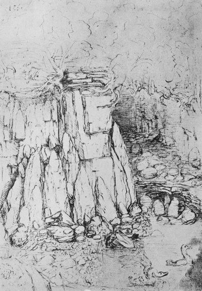 Rocas y arroyo, c1480 1945 de Leonardo da Vinci