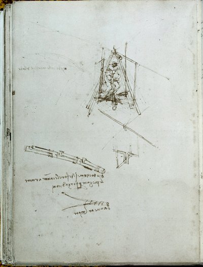 Ciencia y tecnología: manuscrito sobre máquinas voladoras, antecesor del helicóptero de Leonardo da Vinci