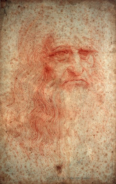 Autorretrato de Leonardo da Vinci, pintor, escultor, ingeniero y arquitecto italiano de Leonardo da Vinci