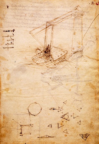 Barco, del Códice Trivulzianus, folio 2 recto de Leonardo da Vinci