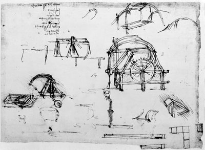 Boceto de un dispositivo de movimiento perpetuo diseñado por Leonardo da Vinci, c1472-1519 de Leonardo da Vinci
