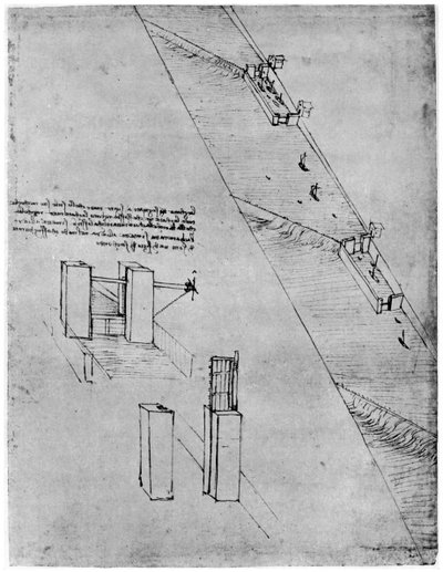 Boceto de una esclusa, finales del siglo XV o principios del siglo XVI 1954 de Leonardo da Vinci