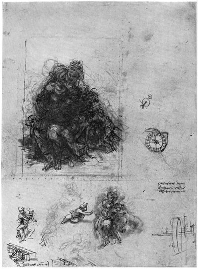 Estudios para La Virgen y el Niño con Santa Ana y San Juan Bautista, 1503-1954 de Leonardo da Vinci