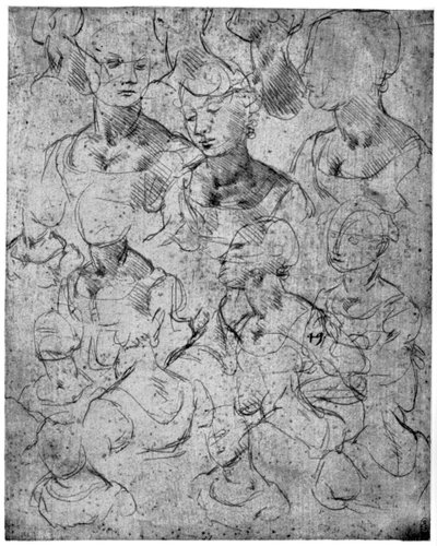 Estudios para una figura femenina de medio cuerpo, siglo XV de Leonardo da Vinci