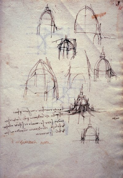 Estudios para la linterna de la catedral, del Codex Trivulzianus de Leonardo da Vinci