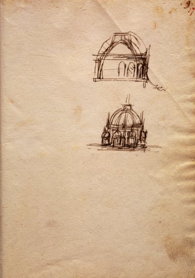 Estudios para la linterna de la catedral, del Codex Trivulzianus de Leonardo da Vinci