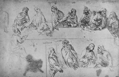 Estudios para La Última Cena, c. 1480 1945 de Leonardo da Vinci