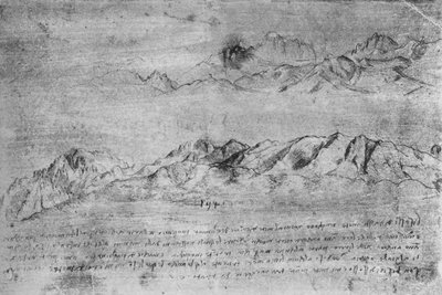 Estudios de cordilleras, c. 1480, 1945 de Leonardo da Vinci