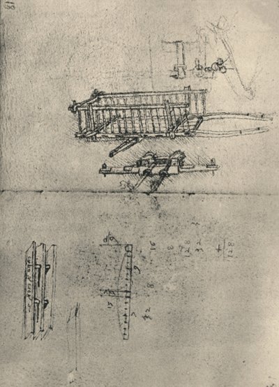 Estudios de un carro, etc., c1480 1945 de Leonardo da Vinci