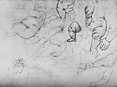 Estudios de un niño, c. 1490 de Leonardo da Vinci
