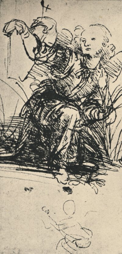 Estudios de un ángel arrodillado, c. 1467-1519, 1945 de Leonardo da Vinci