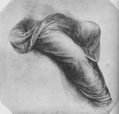 Estudios de la vestimenta de una figura sentada a la derecha, c. 1480, 1945 de Leonardo da Vinci