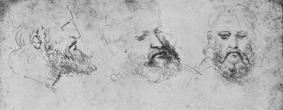 Estudios de la cabeza de Cesare Borgia desde tres puntos de vista, c1480 de Leonardo da Vinci