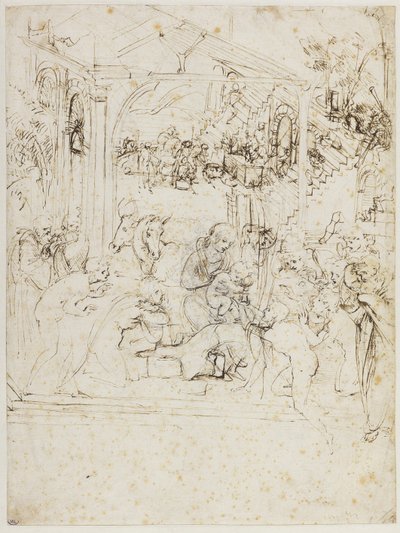 Estudio para la adoración de los magos, ca 1481 de Leonardo da Vinci