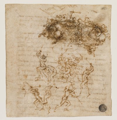 Estudio para la Batalla de Anghiari, ca. 1503-1504 de Leonardo da Vinci